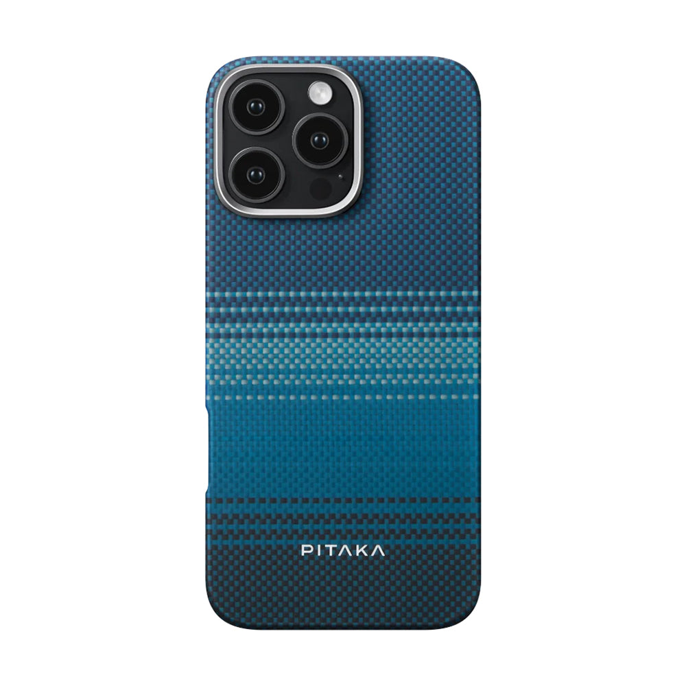 Apple iPhone 16 Pro Kılıf M-safe Şarj Özellikli Aramid Fiber Pitaka Tactile Woven Sunset-Moonrise Serisi Moonrise Kapak - Görsel 2