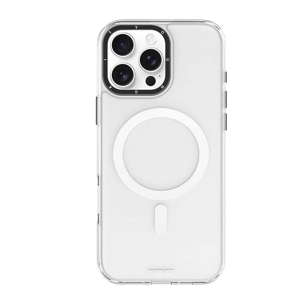 Apple iPhone 16 Pro Kılıf M-safe Şarj Özellikli Cam Arka Yüzey TPU Youngkit Gemstone Serisi Kapak - Görsel 3