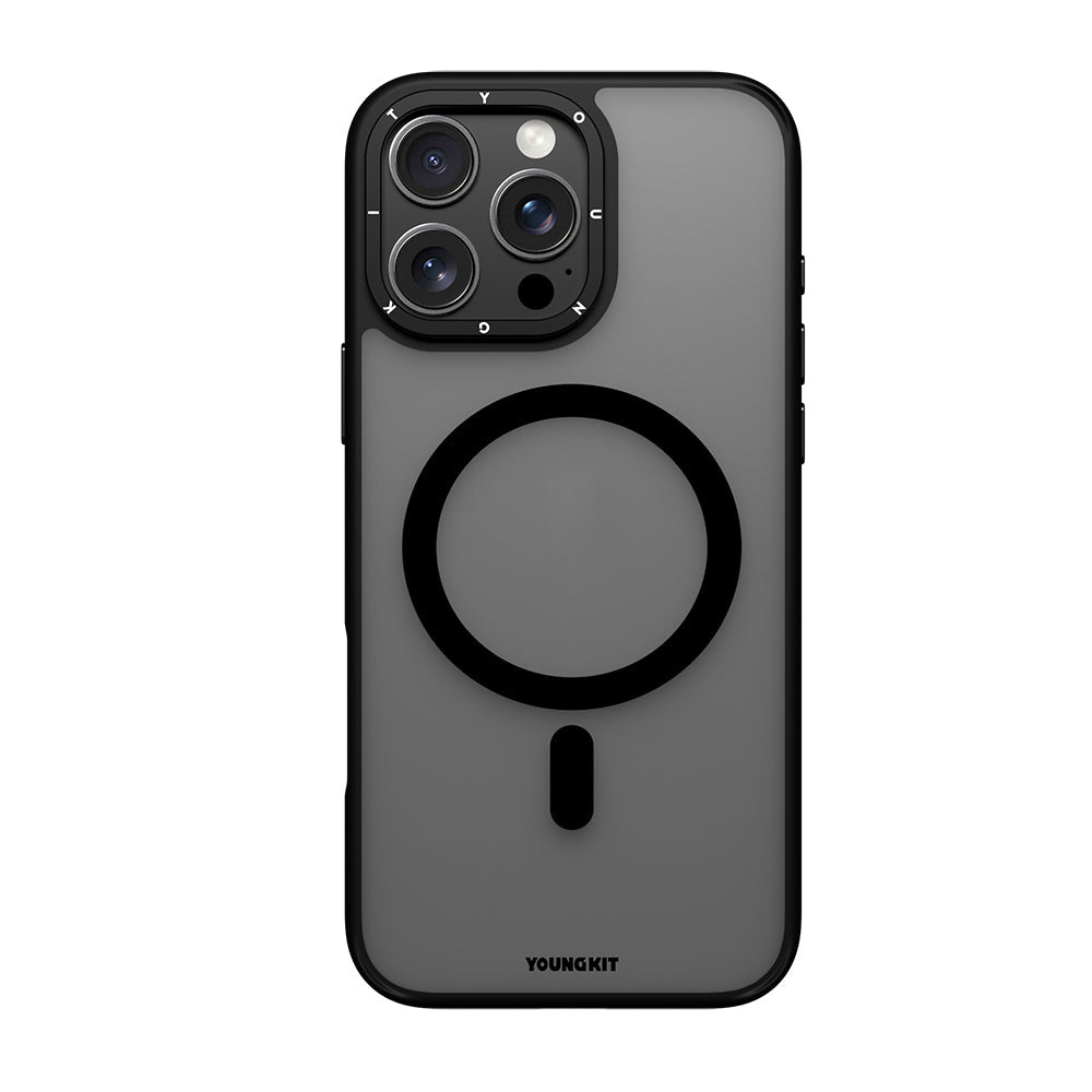 Apple iPhone 16 Pro Kılıf M-safe Şarj Özellikli Cam Arka Yüzey TPU Youngkit Gemstone Serisi Kapak - Görsel 4