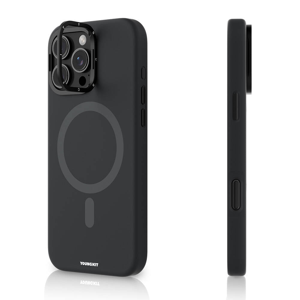 Apple iPhone 16 Pro Kılıf M-safe Şarj Özellikli Kamera Standlı Youngkit Bitty Cream Kapak - Görsel 4