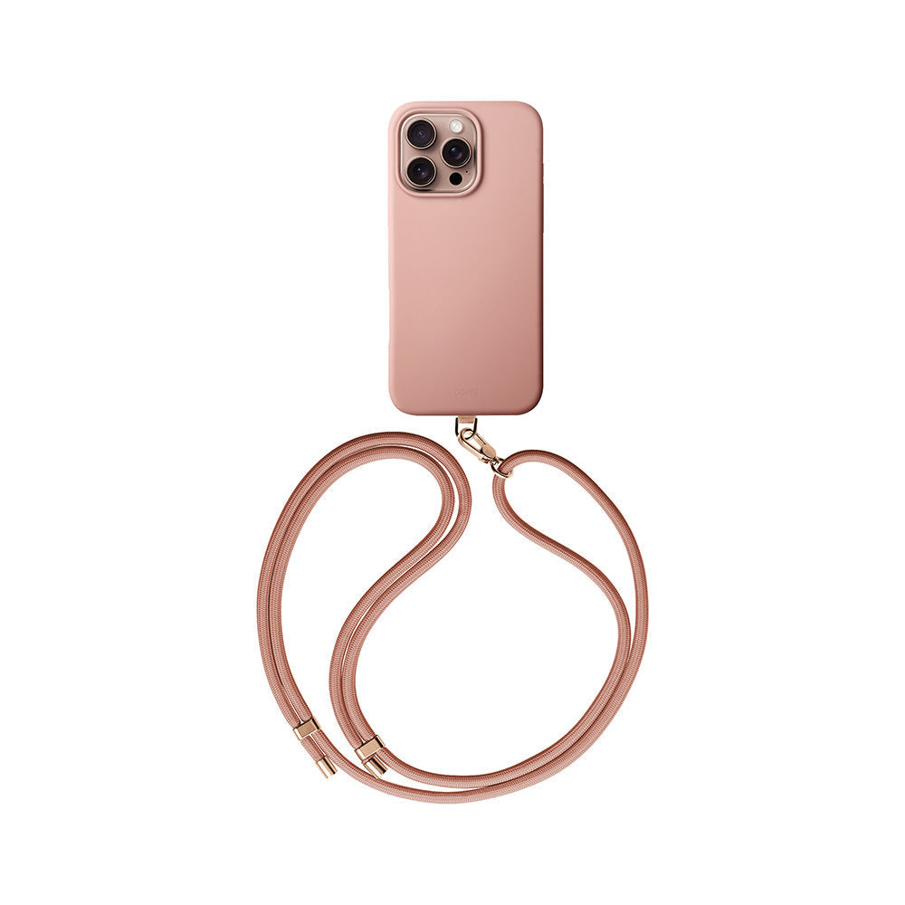 Apple iPhone 16 Pro Kılıf M-safe Şarj Özellikli Soft Arka Yüzey Askı İpli Coehl Creme Kapak - Görsel 3