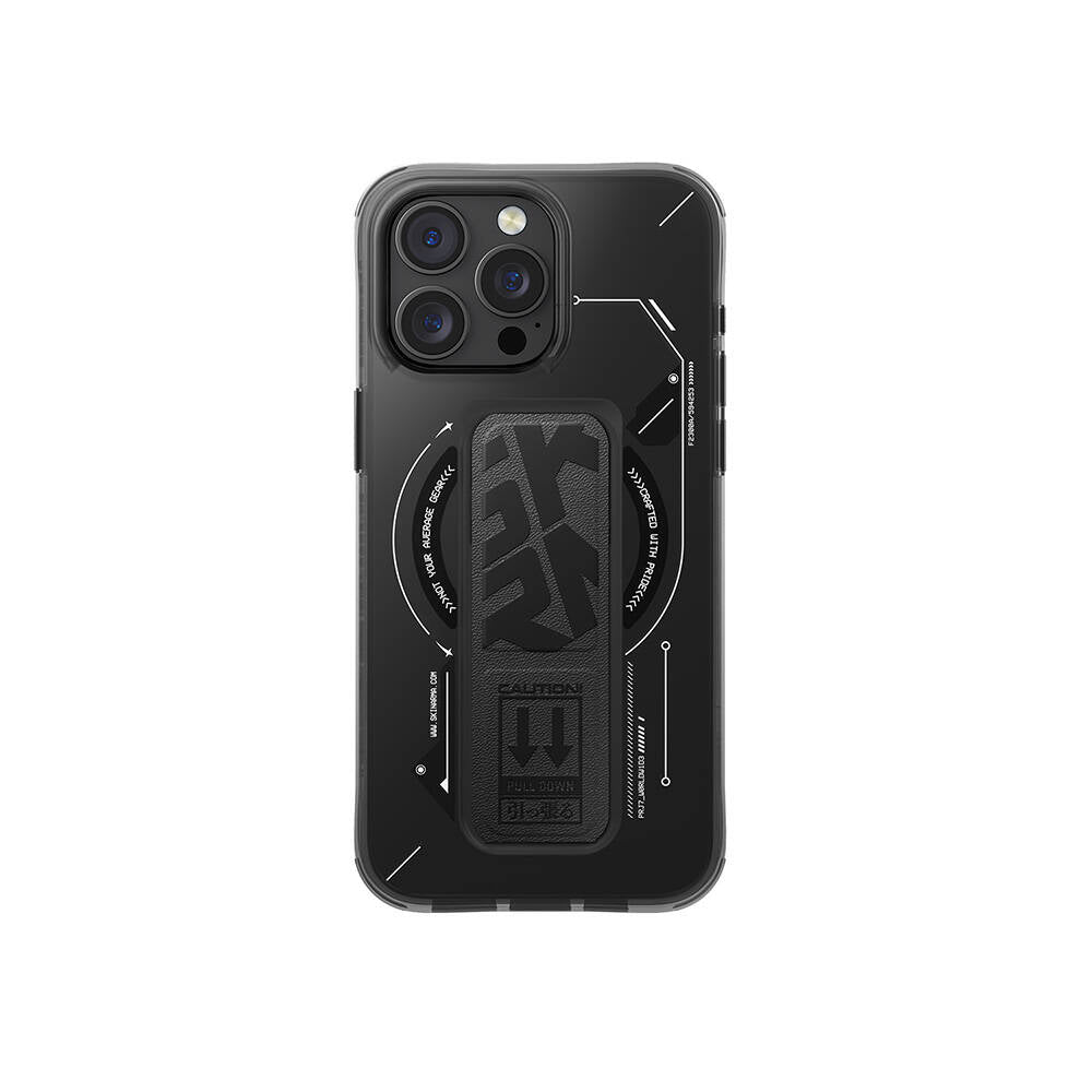 Apple iPhone 16 Pro Kılıf M-safe Şarj Özellikli Teknoloji Desenli Standlı Skinarma Helio Kapak - Görsel 3