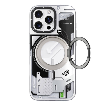 Apple iPhone 16 Pro Kılıf M-safe Şarj Özellikli Youngkit 360° Standlı Starship Serisi Kapak - Görsel 3