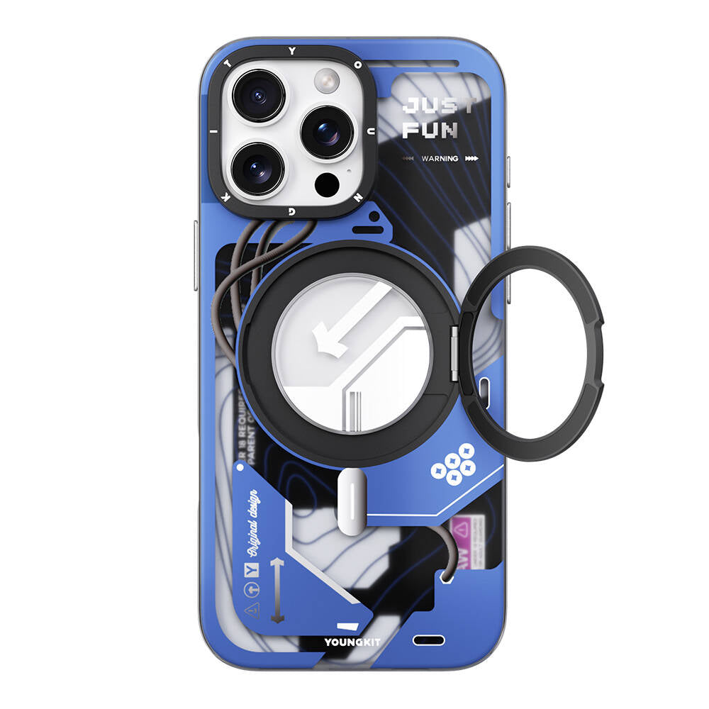 Apple iPhone 16 Pro Kılıf M-safe Şarj Özellikli Youngkit 360° Standlı Starship Serisi Kapak - Görsel 4