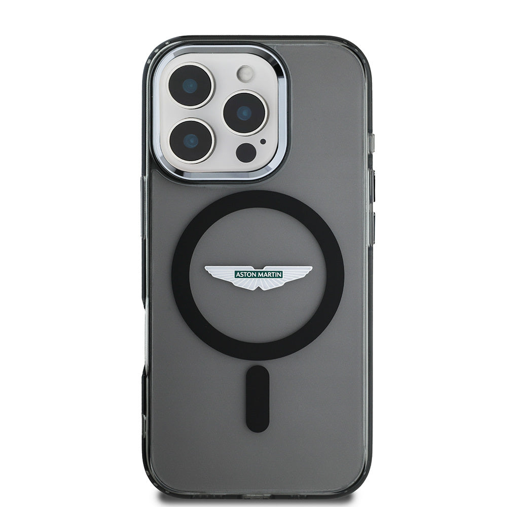 Apple iPhone 16 Pro Max Kılıf Aston Martin Orjinal Lisanslı M-safe Şarj Özellikli IML Baskı Logolu Buzlu Kapak - Görsel 2
