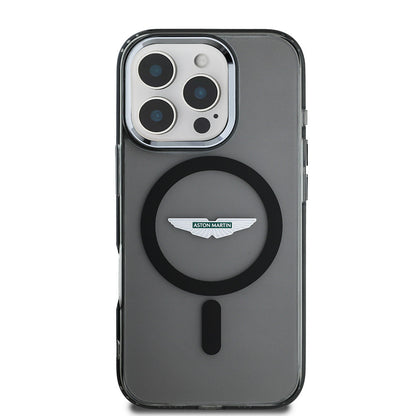 Apple iPhone 16 Pro Max Kılıf Aston Martin Orjinal Lisanslı M-safe Şarj Özellikli IML Baskı Logolu Buzlu Kapak - Görsel 2