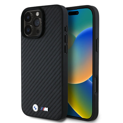 Apple iPhone 16 Pro Max Kılıf BMW Orjinal Lisanslı Karbon Fiber Tasarımlı ve Metal Logolu PU Deri Kapak - Görsel 2