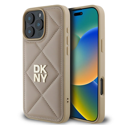 Apple iPhone 16 Pro Max Kılıf DKNY Orjinal Lisanslı Kapitone Tasarımlı Metal Logolu Deri Kapak - Görsel 2