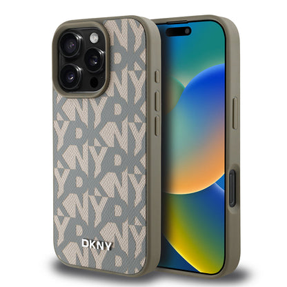 Apple iPhone 16 Pro Max Kılıf DKNY Orjinal Lisanslı M-safe Şarj Özellikli 3D Yazılı Grid Pattern Kapak - Görsel 2