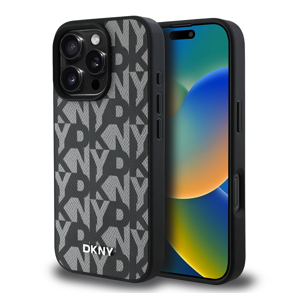 Apple iPhone 16 Pro Max Kılıf DKNY Orjinal Lisanslı M-safe Şarj Özellikli 3D Yazılı Grid Pattern Kapak - Görsel 3