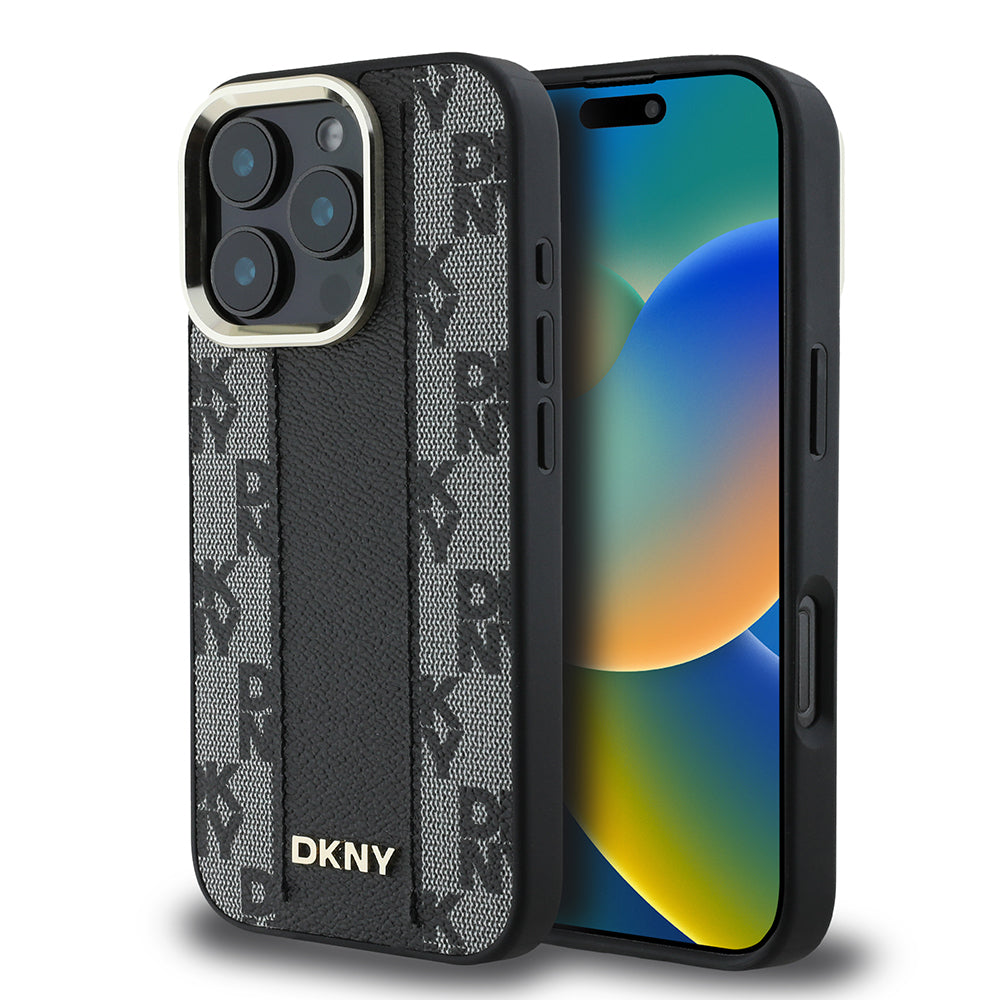 Apple iPhone 16 Pro Max Kılıf DKNY Orjinal Lisanslı M-safe Şarj Özellikli 3D Yazılı Checkered Pattern Kapak - Görsel 3