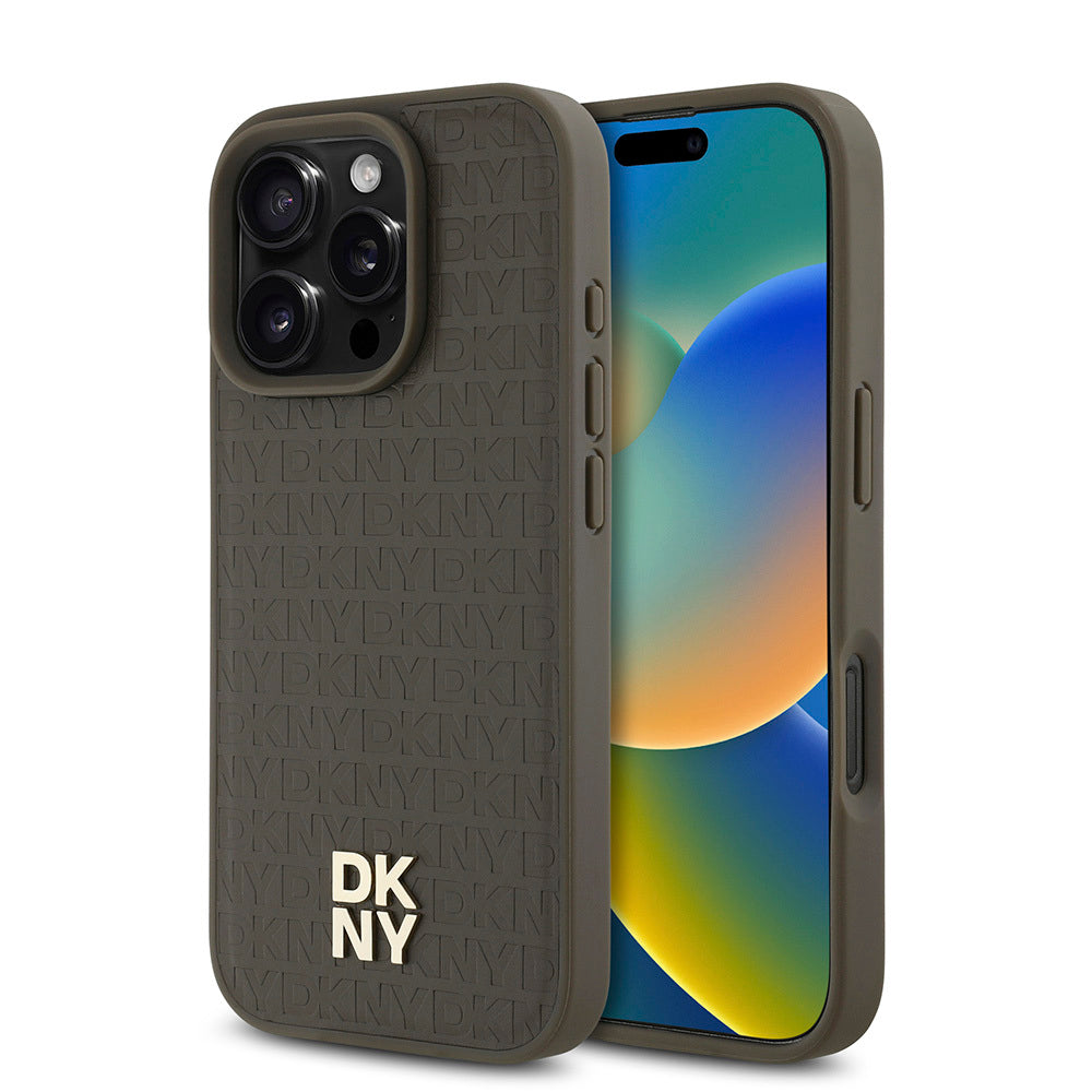 Apple iPhone 16 Pro Max Kılıf DKNY Orjinal Lisanslı M-safe Şarj Özellikli 3D Yazılı Repeat Pattern Kapak - Görsel 2