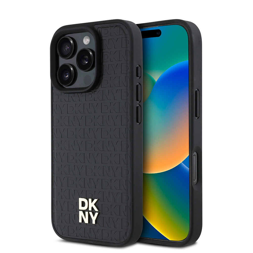 Apple iPhone 16 Pro Max Kılıf DKNY Orjinal Lisanslı M-safe Şarj Özellikli 3D Yazılı Repeat Pattern Kapak - Görsel 3