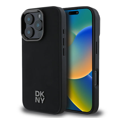 Apple iPhone 16 Pro Max Kılıf DKNY Orjinal Lisanslı M-safe Şarj Özellikli Metal Logolu PU Deri Plain Kapak - Görsel 2