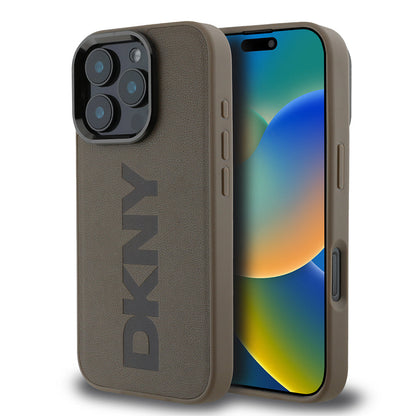 Apple iPhone 16 Pro Max Kılıf DKNY Orjinal Lisanslı M-safe Şarj Özellikli PU Deri Plain Kapak - Görsel 3