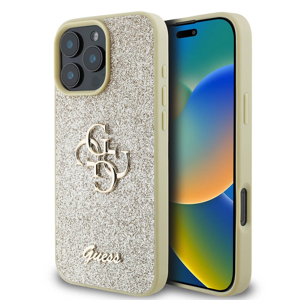 Apple iPhone 16 Pro Max Kılıf Guess Orjinal Lisanslı 4G Büyük Metal Logolu Glitter Kapak - Görsel 3