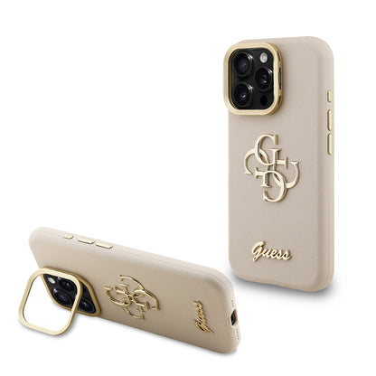 Apple iPhone 16 Pro Max Kılıf Guess Orjinal Lisanslı Grained Yazı Logolu Kamera Standlı Kapak - Görsel 5