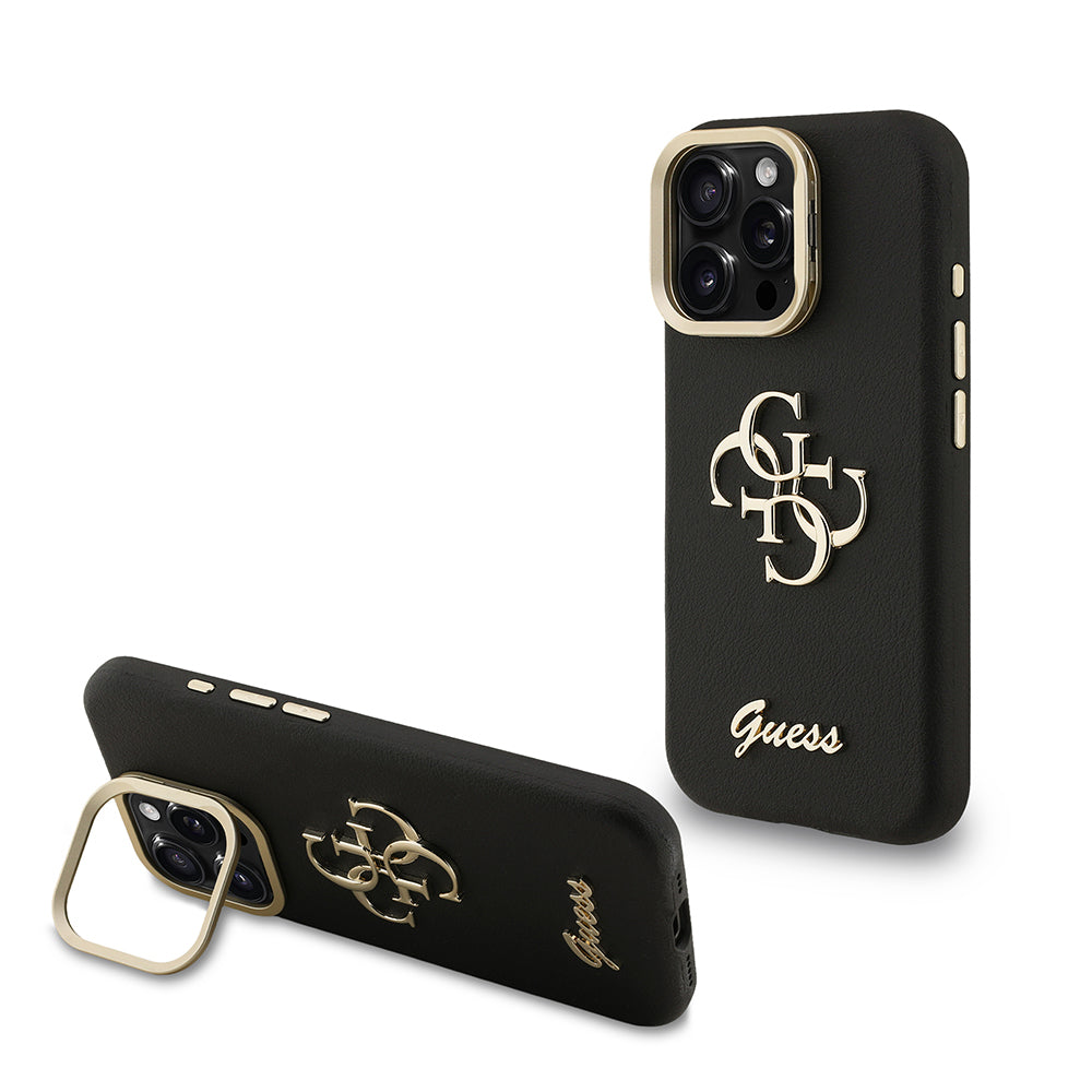 Apple iPhone 16 Pro Max Kılıf Guess Orjinal Lisanslı Grained Yazı Logolu Kamera Standlı Kapak - Görsel 3