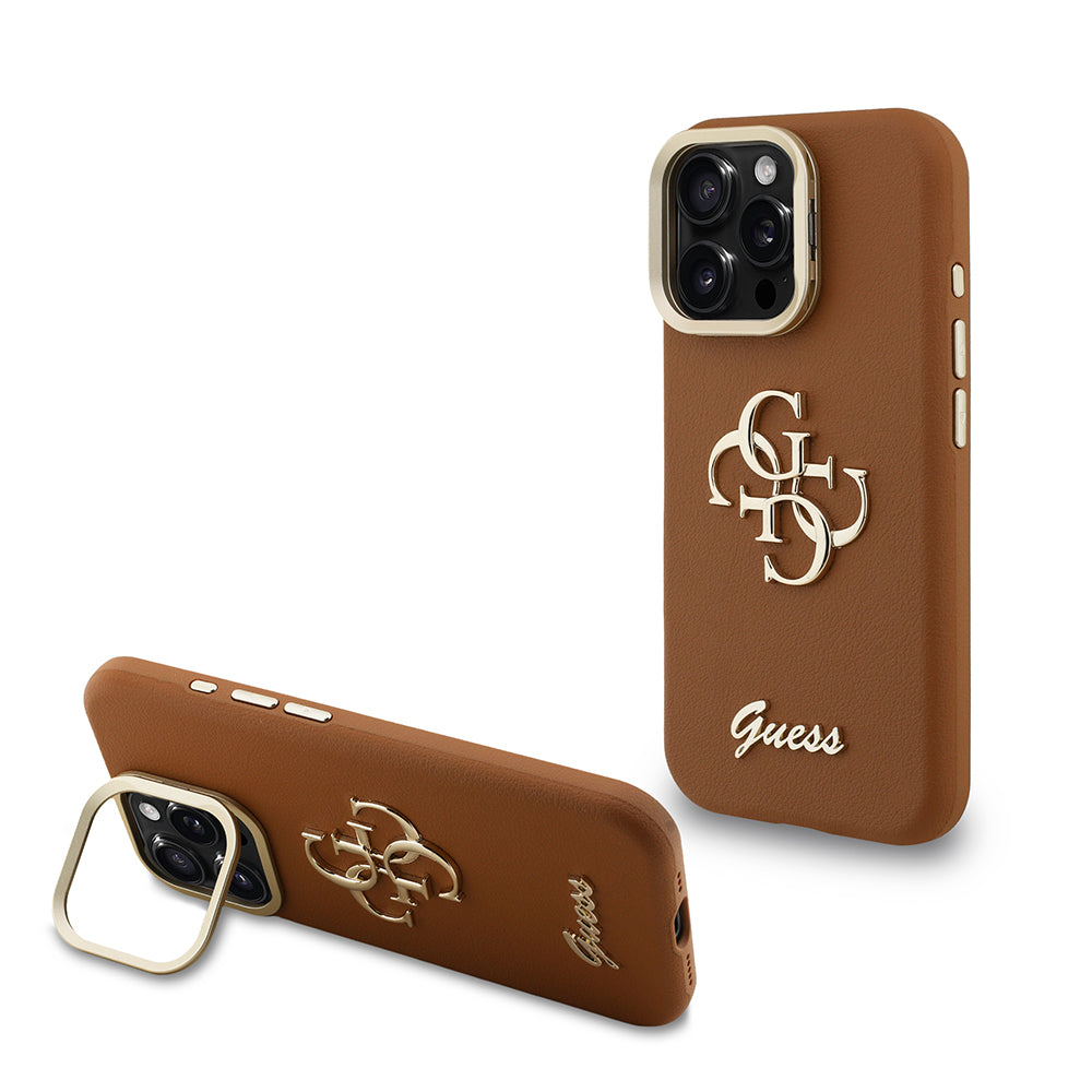 Apple iPhone 16 Pro Max Kılıf Guess Orjinal Lisanslı Grained Yazı Logolu Kamera Standlı Kapak - Görsel 2