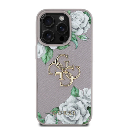 Apple iPhone 16 Pro Max Kılıf Guess Orjinal Lisanslı Gül Baskılı Büyük Metal Logo Dizaynlı Kapak - Görsel 3