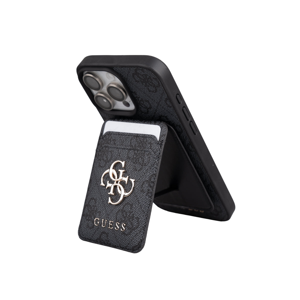 Apple iPhone 16 Pro Max Kılıf Guess Orjinal Lisanslı M-safe Şarj Özellikli 4G Metal Büyük Logolu Kartlıklı Kapak - Görsel 2
