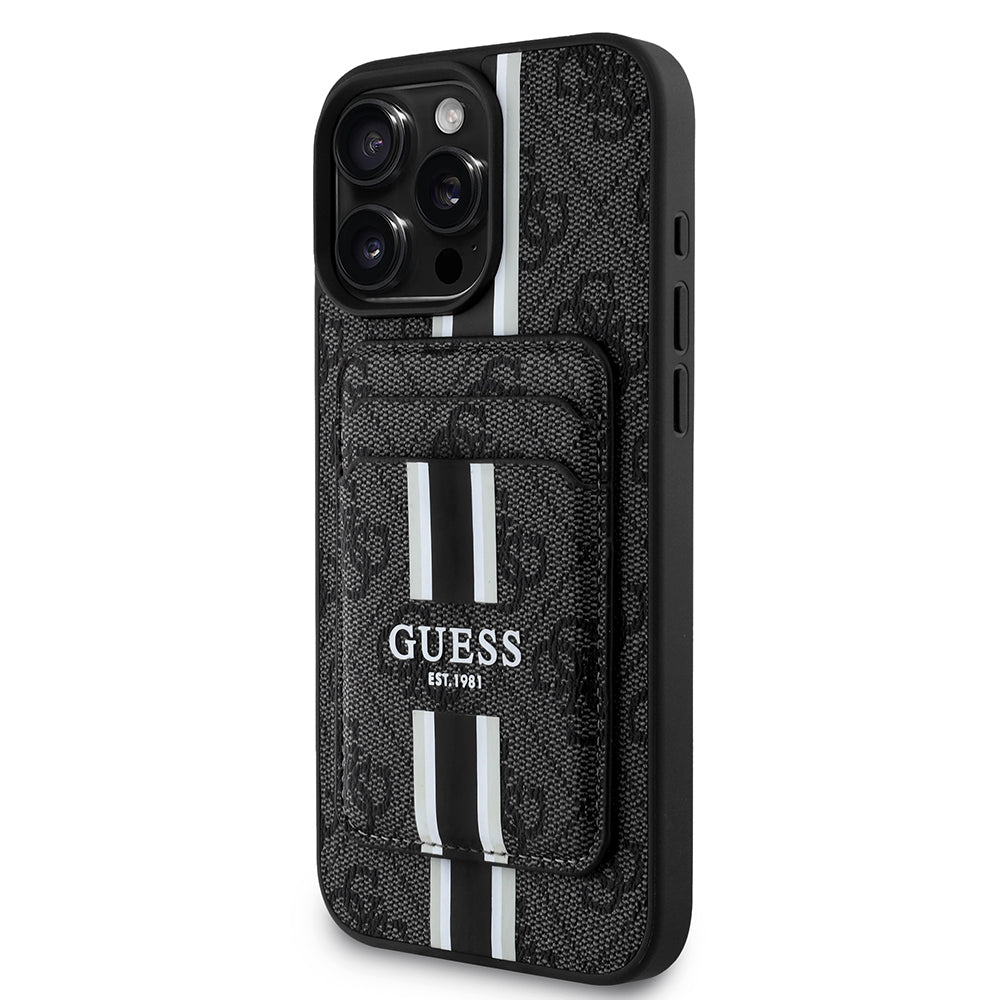 Apple iPhone 16 Pro Max Kılıf Guess Orjinal Lisanslı M-safe Şarj Özellikli 4G Desenli Çizgili Kartlıklı Kapak - Görsel 3