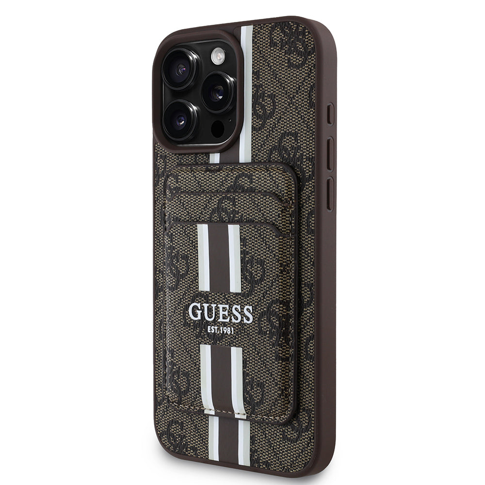Apple iPhone 16 Pro Max Kılıf Guess Orjinal Lisanslı M-safe Şarj Özellikli 4G Desenli Çizgili Kartlıklı Kapak - Görsel 2