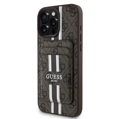 Apple iPhone 16 Pro Max Kılıf Guess Orjinal Lisanslı M-safe Şarj Özellikli 4G Desenli Çizgili Kartlıklı Kapak - Görsel 2
