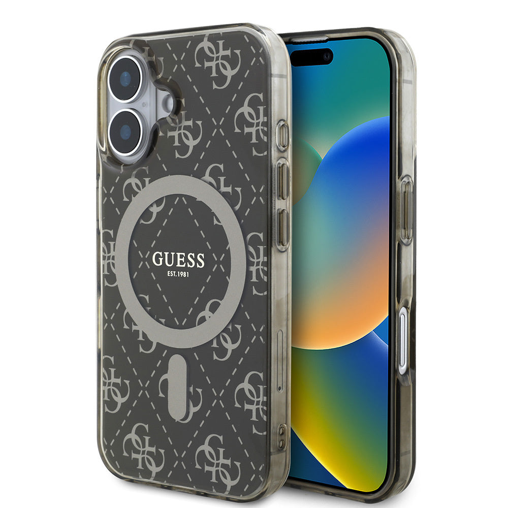 Apple iPhone 16 Pro Max Kılıf Guess Orjinal Lisanslı M-safe Şarj Özellikli IML Baskılı Klasik Logolu 4G Desenli Kapak - Görsel 3