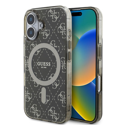 Apple iPhone 16 Pro Max Kılıf Guess Orjinal Lisanslı M-safe Şarj Özellikli IML Baskılı Klasik Logolu 4G Desenli Kapak - Görsel 3