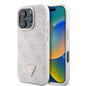 Apple iPhone 16 Pro Max Kılıf Guess Orjinal Lisanslı M-safe Şarj Özellikli PU Deri 4G Desenli Taşlı Üçgen Logolu Kapak