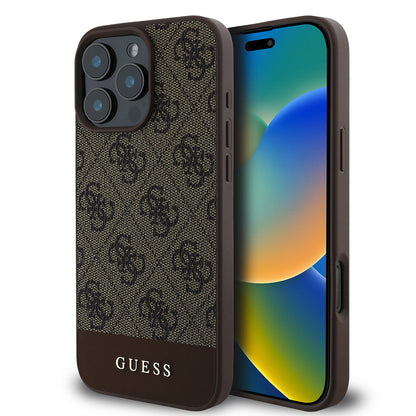 Apple iPhone 16 Pro Max Kılıf Guess Orjinal Lisanslı M-safe Şarj Özellikli PU Deri Şerit Logo Dizaynlı Kapak - Görsel 2