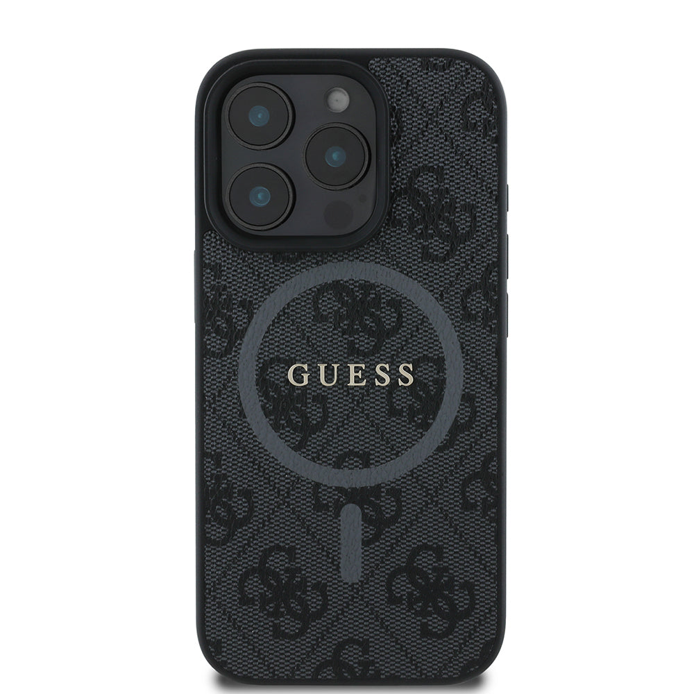 Apple iPhone 16 Pro Max Kılıf Guess Orjinal Lisanslı M-safe Şarj Özellikli PU Halkalı 4G Desenli Yazı Logolu Kapak - Görsel 2