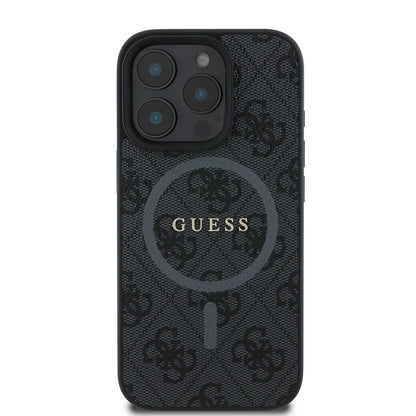 Apple iPhone 16 Pro Max Kılıf Guess Orjinal Lisanslı M-safe Şarj Özellikli PU Halkalı 4G Desenli Yazı Logolu Kapak - Görsel 2