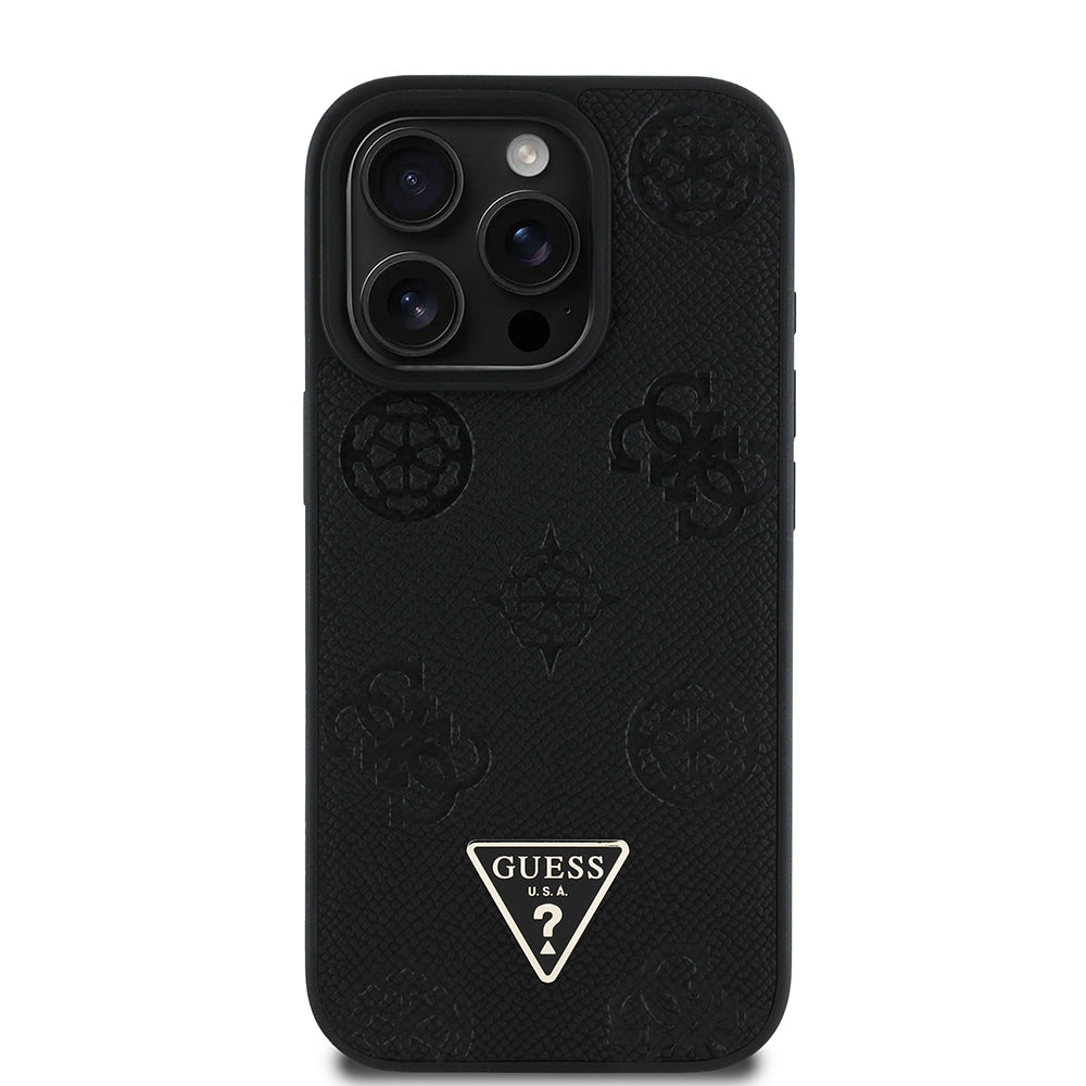 Apple iPhone 16 Pro Max Kılıf Guess Orjinal Lisanslı M-safe Şarj Özellikli Sıcak Baskılı Üçgen Logolu PU Deri Peony Kapak - Görsel 2