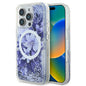 Apple iPhone 16 Pro Max Kılıf Guess Orjinal Lisanslı M-safe Şarj Özellikli Sıvılı Simli Çiçek Desenli Kapak