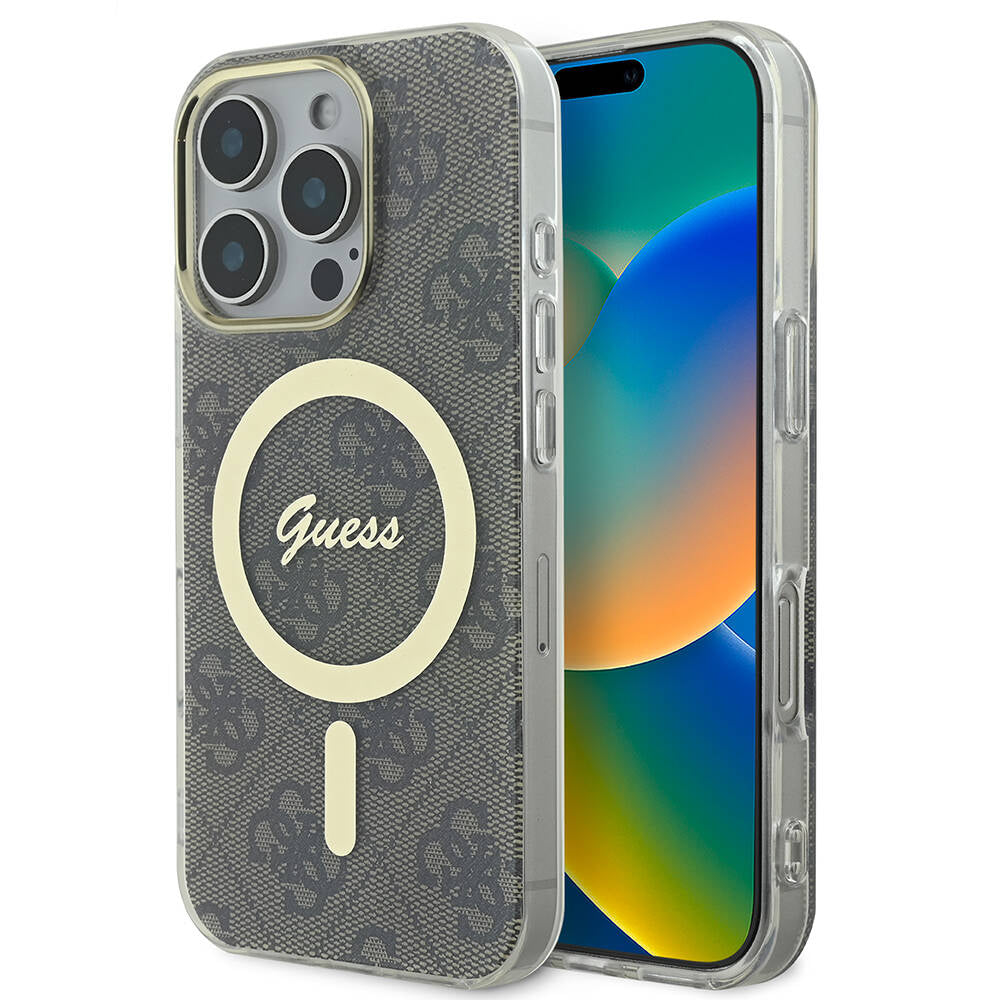 Apple iPhone 16 Pro Max Kılıf Guess Orjinal Lisanslı M-safe Şarj Özellikli Yazı Logolu 4G Desenli Kapak - Görsel 3