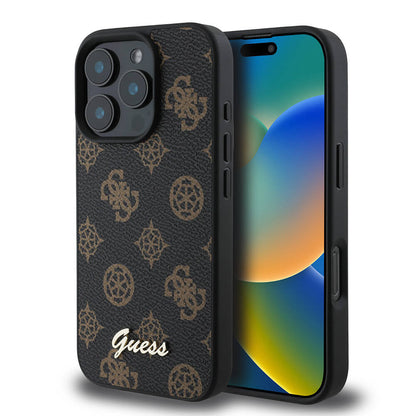 Apple iPhone 16 Pro Max Kılıf Guess Orjinal Lisanslı M-safe Şarj Özellikli Yazı Logolu Peony Kapak - Görsel 2