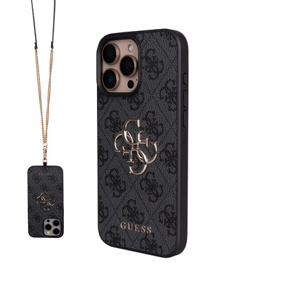 Apple iPhone 16 Pro Max Kılıf Guess Orjinal Lisanslı PU Deri 4G Büyük Metal Logolu Çapraz Vücut Askılı Kapak - Görsel 3