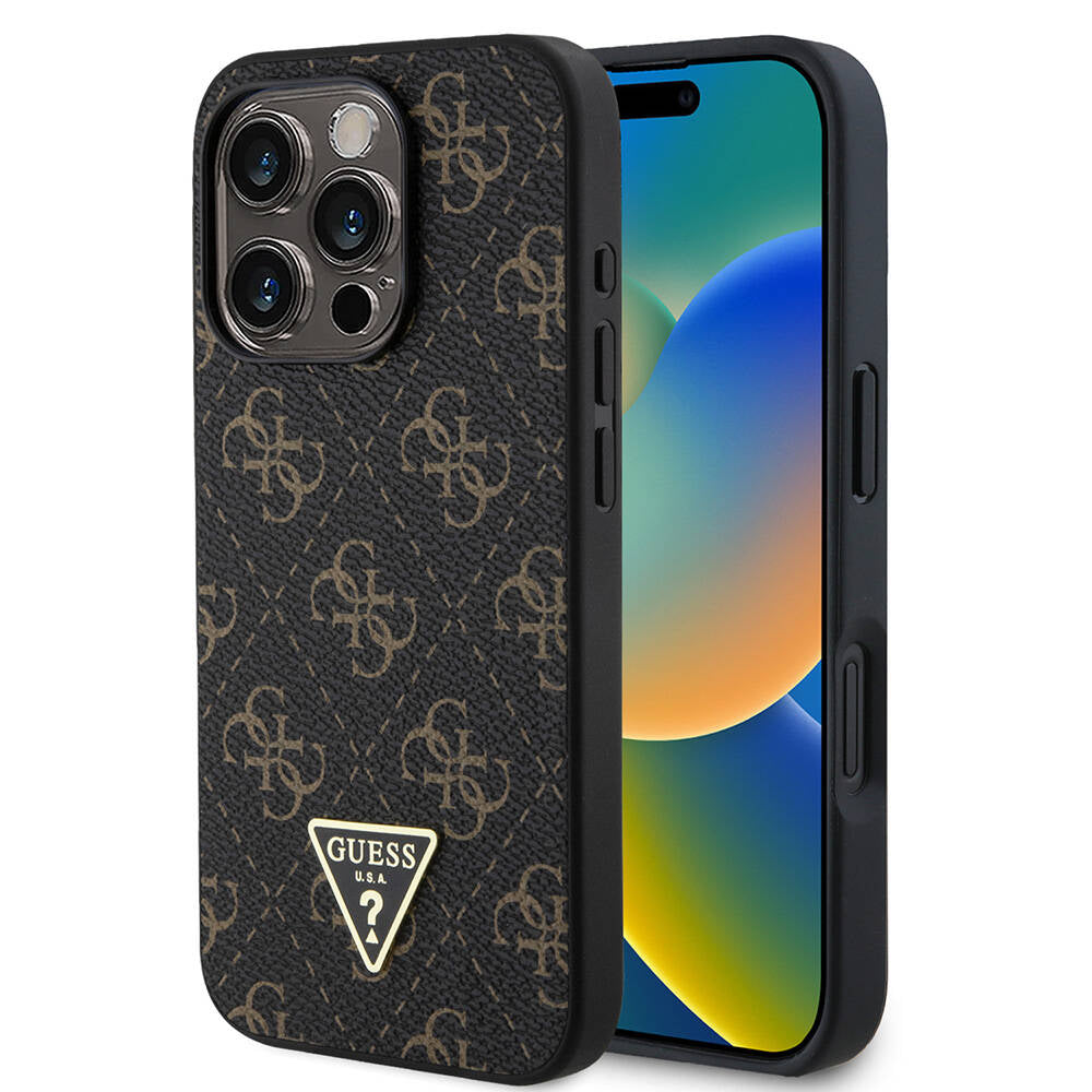 Apple iPhone 16 Pro Max Kılıf Guess Orjinal Lisanslı PU Deri 4G Desenli Üçgen Logolu Kapak - Görsel 2