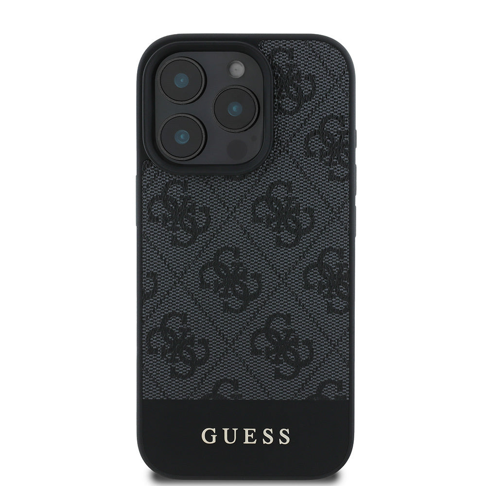 Apple iPhone 16 Pro Max Kılıf Guess Orjinal Lisanslı PU Deri Şerit Logo Dizaynlı Kapak - Görsel 2