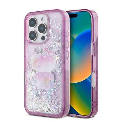 Apple iPhone 16 Pro Max Kılıf Hello Kitty Orjinal Lisanslı Sıvılı Simli 50. Yıldönümü Partisi Kapak - Görsel 2