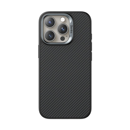 Apple iPhone 16 Pro Max Kılıf Karbon Fiber M-safe Şarj Özellikli Kamera Kontrol Butonlu Benks Hybrid ArmorPro 600D Kevlar Kapak - Görsel 2