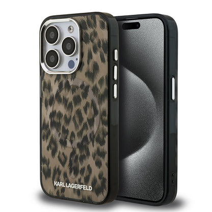 Apple iPhone 16 Pro Max Kılıf Karl Lagerfeld Orjinal Lisanslı IML Leopar Baskılı Kapak