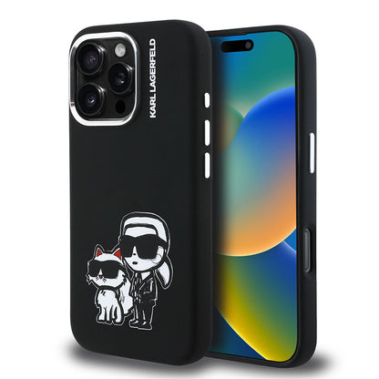Apple iPhone 16 Pro Max Kılıf Karl Lagerfeld Orjinal Lisanslı Karl & Choupette Sketch Logo Sililkon Kapak - Görsel 2