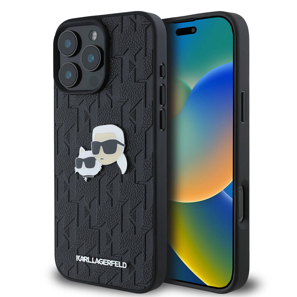 Apple iPhone 16 Pro Max Kılıf Karl Lagerfeld Orjinal Lisanslı K&C Heads Monogram Pin Kapak - Görsel 2