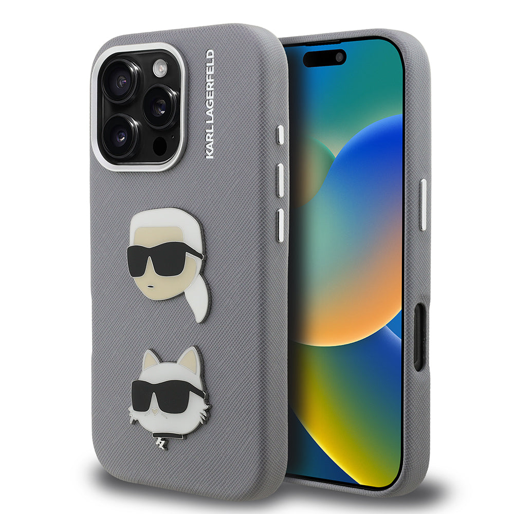 Apple iPhone 16 Pro Max Kılıf Karl Lagerfeld Orjinal Lisanslı K&C Heads Pin Kapak - Görsel 2