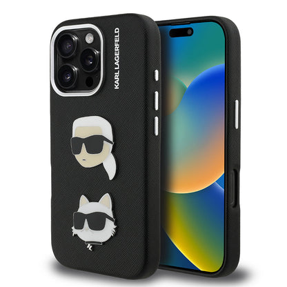 Apple iPhone 16 Pro Max Kılıf Karl Lagerfeld Orjinal Lisanslı K&C Heads Pin Kapak - Görsel 3