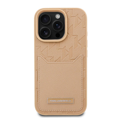 Apple iPhone 16 Pro Max Kılıf Karl Lagerfeld Orjinal Lisanslı KL Desenli Kartlıklı Monogram Kapak - Görsel 2