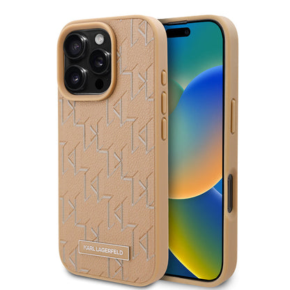 Apple iPhone 16 Pro Max Kılıf Karl Lagerfeld Orjinal Lisanslı M-safe Şarj Özellikli KL Yazılı Hot Stamp Kapak - Görsel 3